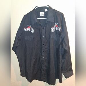 Vintage Eli Cattleman Pearl Snap Western Cowboy Motorcycle Button Down 3X